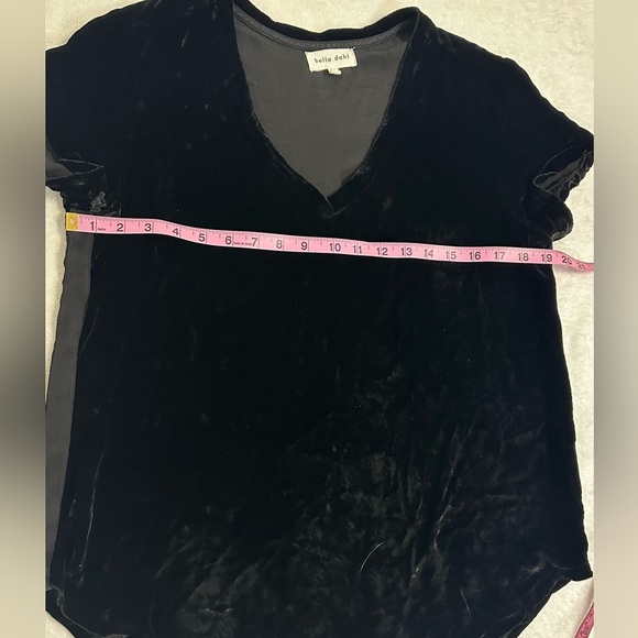 Bella Dahl Black Velvet Short Sleeve Blouse Elegant  Size M - Picture 5 of 14